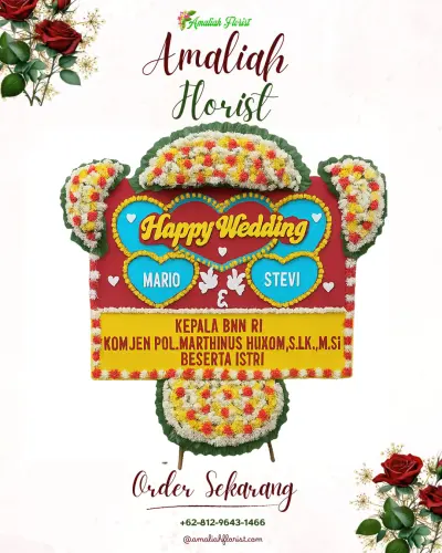 Karangan Papan Bunga Pernikahan di Sliyeg